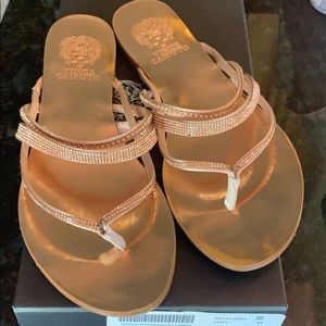 Rose gold crystal embellished Vince Camuto Sandals